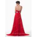 Grace Karin Backless con lentejuelas palabra de longitud rebordeado rojo vestido de noche largo CL6184